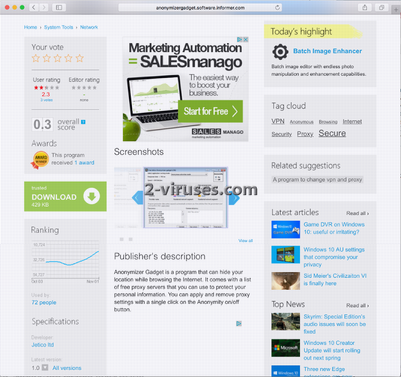 anonymizer gadget download